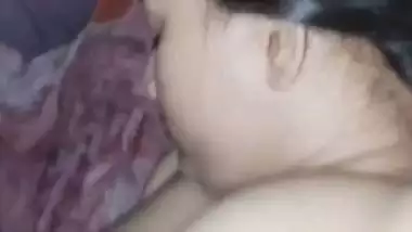 Sleeping wife nude boob press by Bengali husband