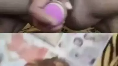 Desi woman with skinny body and boyfriend wank together with sex toys