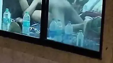 Caught through the window in hotel with bhabhi pussy lick
