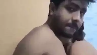 Pervert enjoys bathroom sex with his big boob GF