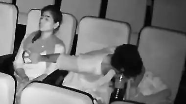Threesome romance in theatre caught in night vision