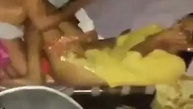 Old man drills his young granddaughter into the bed