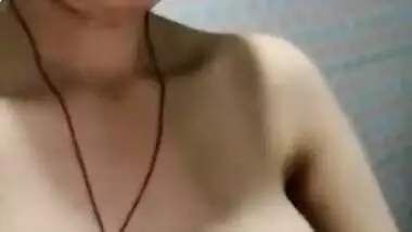 Desi girl making video of her cute boobs in bathroom