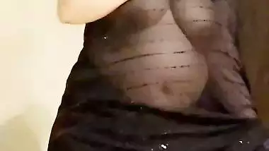 Transparent saree boobs show and naked video of busty wife