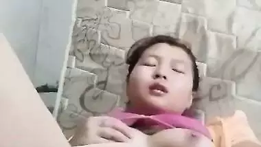 Nepali girl masturbating using big cucumber
