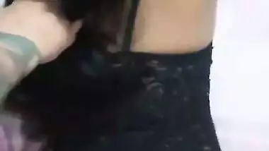 Sexy girl in lingerie sucks lover’s dick in NRI porn