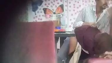 Hijab lady in restaurant having viral sex caught by voyeur